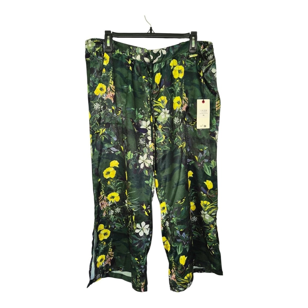 Ted Baker London Tropical Bird Floral Cropped Lounge Pants NWT XL Green Botanica